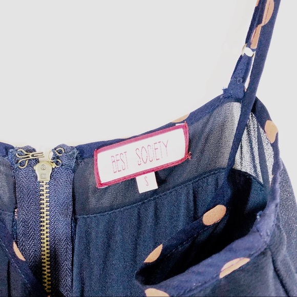 BEST SOCIETY POLKA DOT CINCH WAIST CAMI DRESS - S - Picture 2 of 6